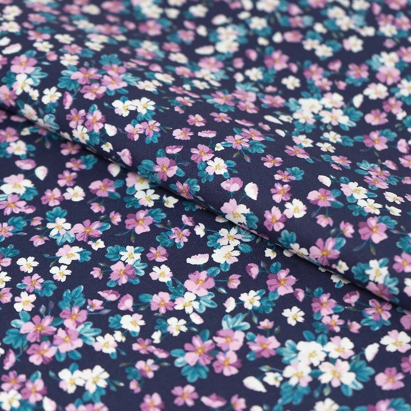SINGER Purple Small Floral on Purple Cotton Fabric