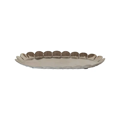 Hello Honey® 12" Silver Finish Decorative Metal Scalloped Tray