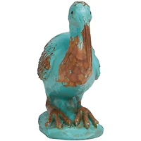 7" Teal & Brown Distressed Bird Sculpture