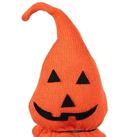 22" Halloween Jack-O-Lantern Striped Tabletop Gnome Figurine with Dangling Legs