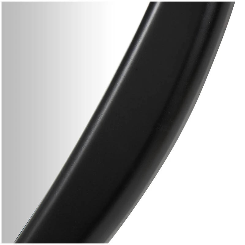 39" Black Wooden Abstract Oval Framed Wall Mirror