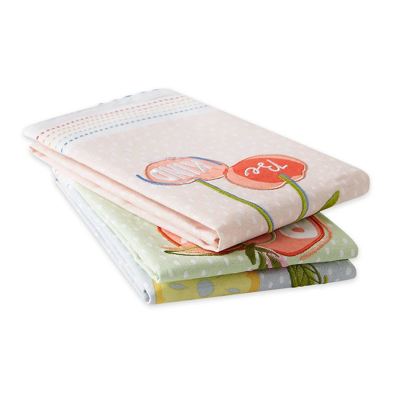 Assorted Summer Fruit Embellished Dishtowel (Set of 3)