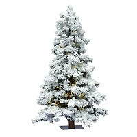5ft. Pre-Lit Flocked Spruce Artificial Christmas Tree, Warm White Dura-Lit® LED Lights