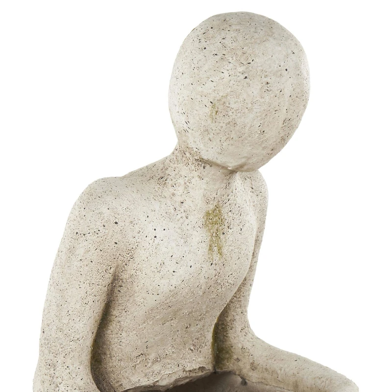 17" Cream Sitting Figure Planter