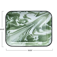 Hello Honey® 13.25" Green & White Marbled Enameled Serving Plate
