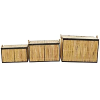 Light Brown Rattan Handmade Nesting Trunk Set of 3 25", 21", 18"