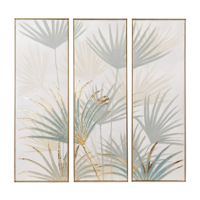 Set of 3 Brown Polystone Traditional Floral Wall Art, 16" x 47"