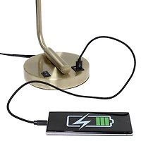 Lalia Home 18.8" Antique Brass Modern Iron Desk Lamp with USB Ports