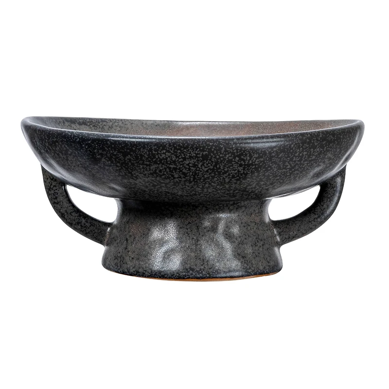Hello Honey® 8" Black Reactive Glaze Stoneware Bowl with Handle & Base