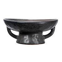 Hello Honey® 8" Black Reactive Glaze Stoneware Bowl with Handle & Base