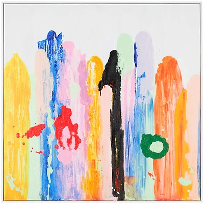 Multicolor Paint Stroke Framed Canvas Wall Art