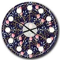 Designart 'Handdrawn Pink Flowers Mid-Century Modern Wall Clock