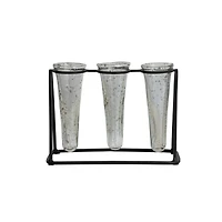 Hello Honey® Bloomingville 9" Test Tube Vases in Black Metal Stand
