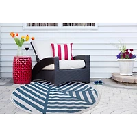 DII® Round Blue Geometric Outdoor Rug, 5ft.