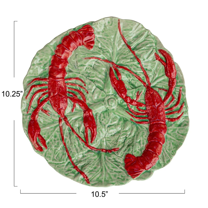 Hello Honey® 10.25" Red & Blue Lobster Feast Stoneware Plates, 6ct.