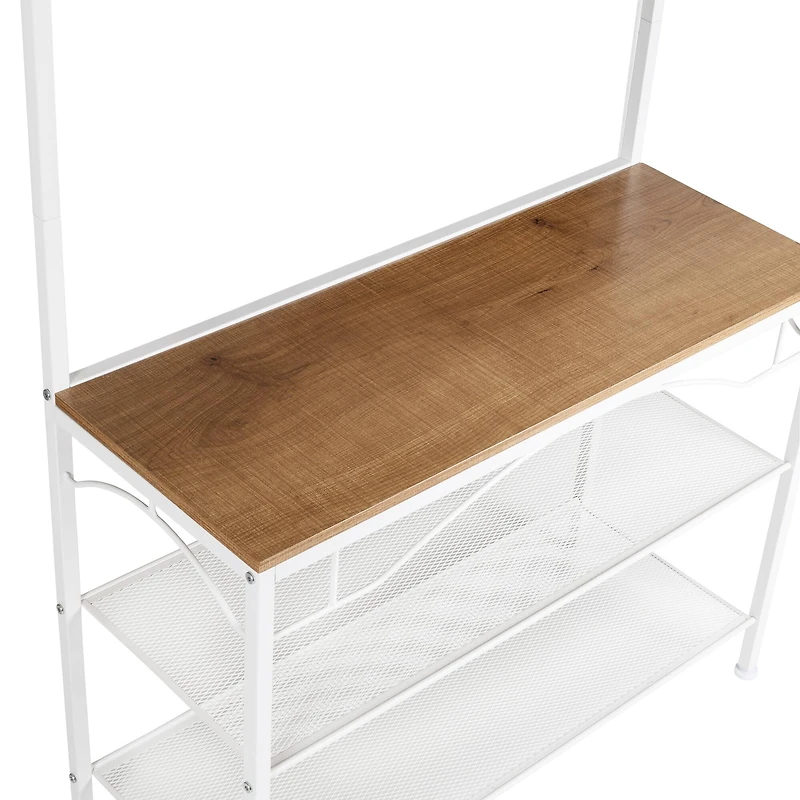 Honey Can Do White/Natural Coat Rack Bench