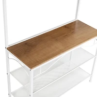 Honey Can Do White/Natural Coat Rack Bench