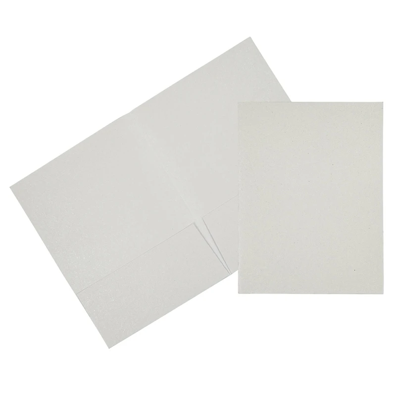 JAM Paper White Metallic Handmade Folders, 100ct.