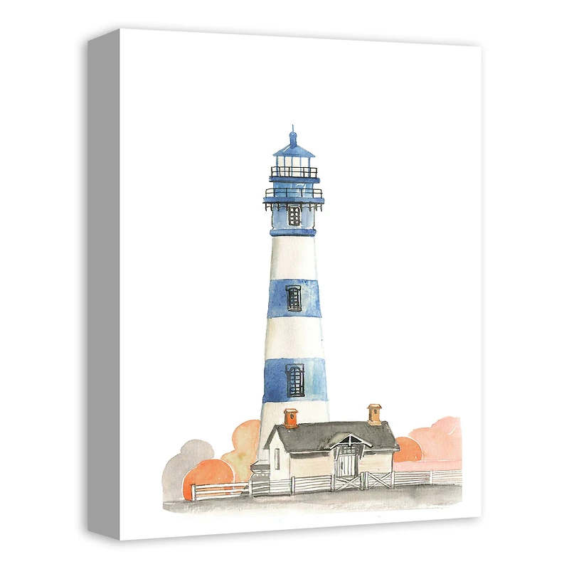 Striped Lighthouse 12" x 16" Canvas Wall Art
