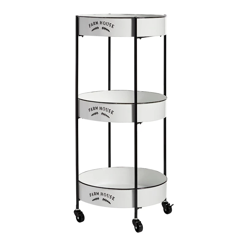 White Farmhouse Metal Storage Cart