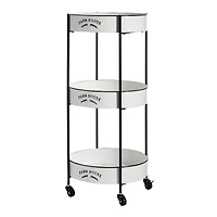 White Farmhouse Metal Storage Cart