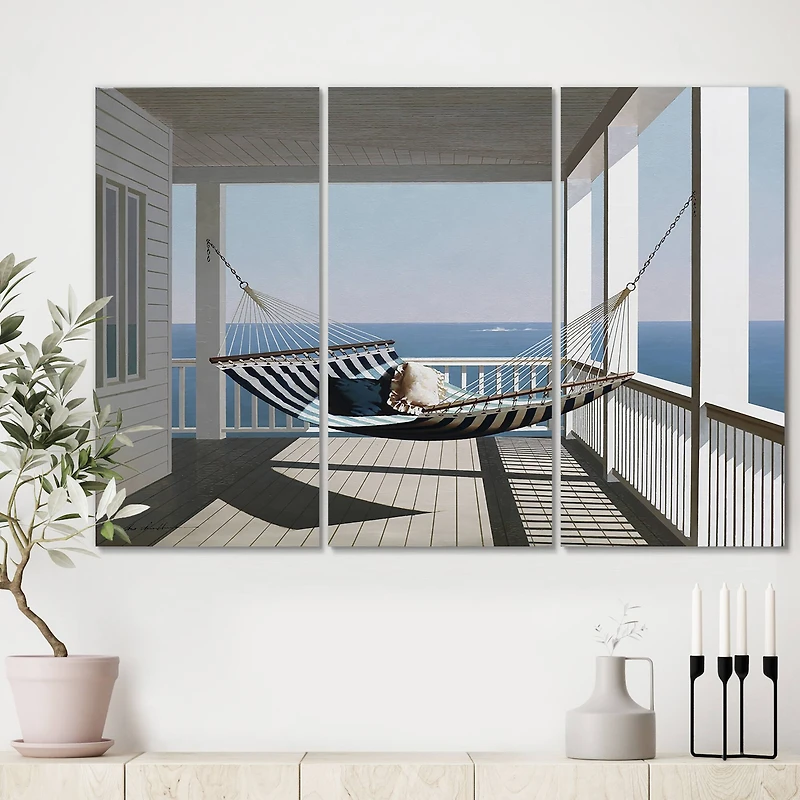 Designart - Hammock & Pillows - Beach Canvas Wall Art