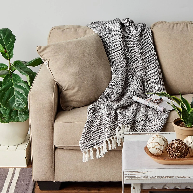 DII® Gray Tone Diagonal Stripe Acrylic Throw