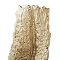 15" Gold Abstract Textured Folded Leaf Aluminum Bowl Sculpture