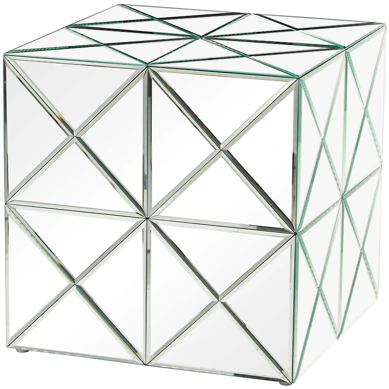 Silver Wood Mirrored Accent Table 18" x 18" x 18"