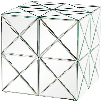 Silver Wood Mirrored Accent Table 18" x 18" x 18"