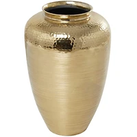 18" Gold Aluminum Brushed Vase with Hammered Top