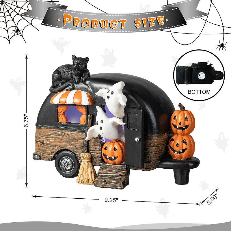 Glitzhome® 9.25" Halloween Lighted Camper Table Décor