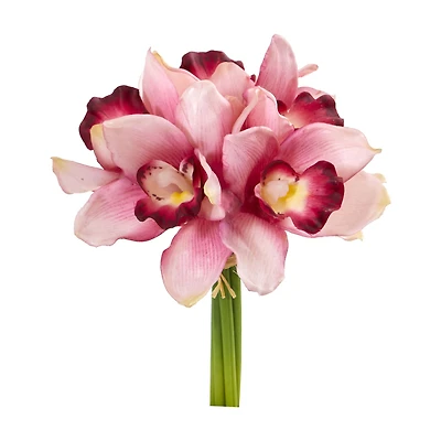 9" Cymbidium Orchid Artificial Flower Bundle (Set of 6