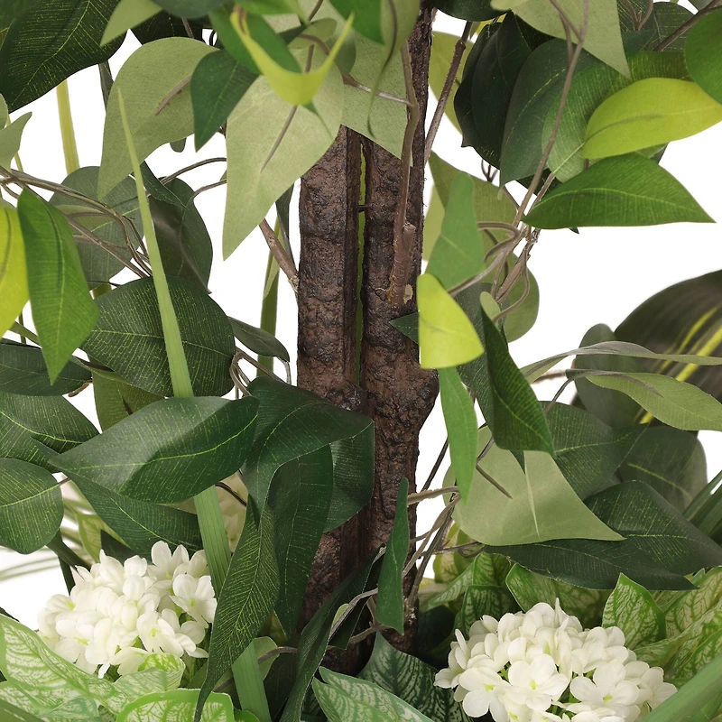 6ft. Artificial Ficus Microcarpa Tree in White Decorative Pot