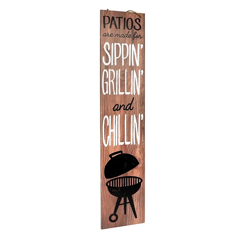 American Art Décor™ 47.25" Patio Friendship Grillin' Chillin Double-Sided Hanging & Leaning Wall Sign