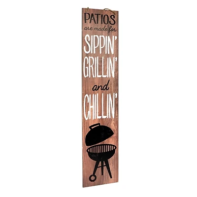 American Art Décor™ 47.25" Patio Friendship Grillin' Chillin Double-Sided Hanging & Leaning Wall Sign