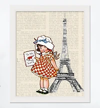 Newspaper Paris 16" x 20" White Framed Print Under Plexiglass