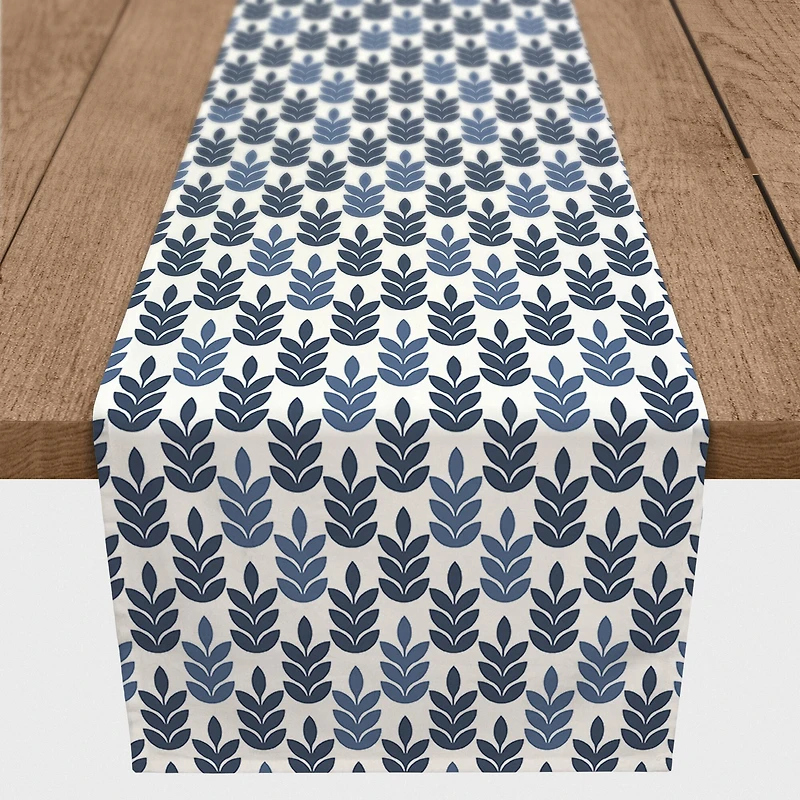 Navy Leaves Outdoor Table Runner
