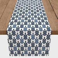 Navy Leaves Outdoor Table Runner