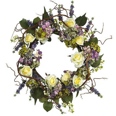 24'' Hydrangea & Rose Wreath