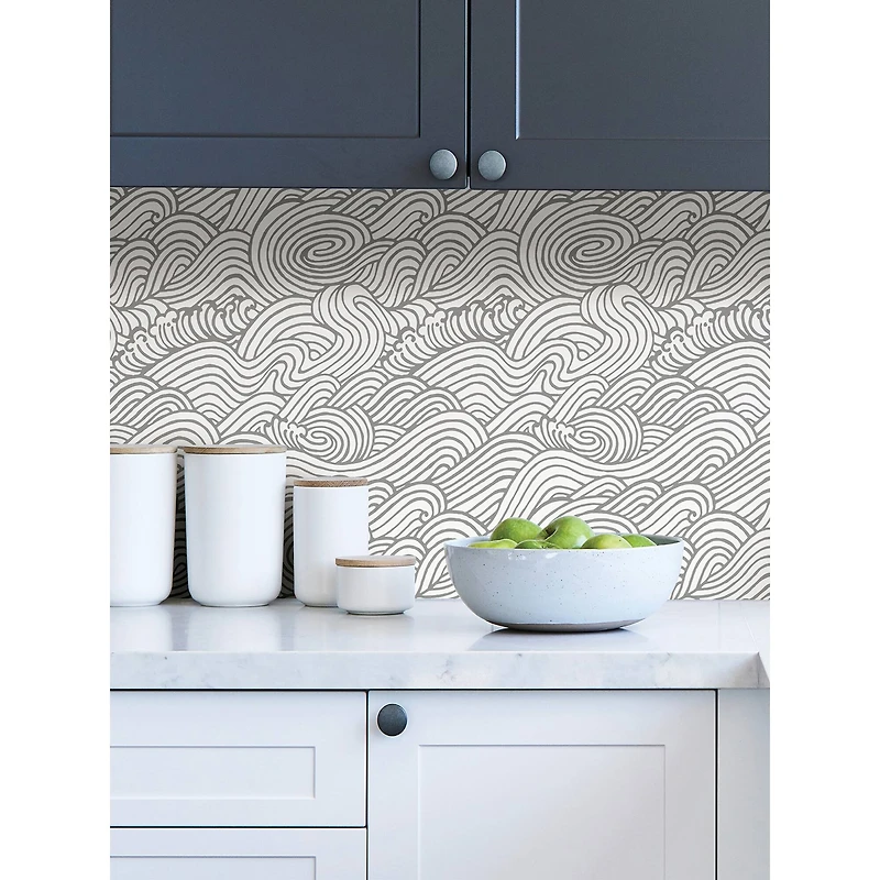 NuWallpaper Gray Saybrook Peel & Stick Wallpaper
