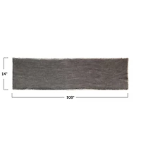 Hello Honey® 108" Gray Linen-Blend Table Runner with Frayed Edges