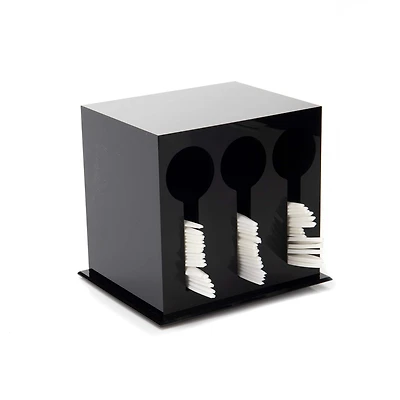 Mind Reader Black 3 Compartment Plastic Utensil Dispenser & Cutlery Organizer