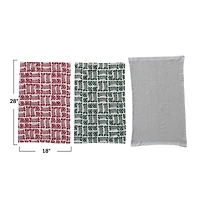 Hello Honey® Red, Green & White Printed Waffle Weave Stonewashed Cotton Tea Towels, 3ct.