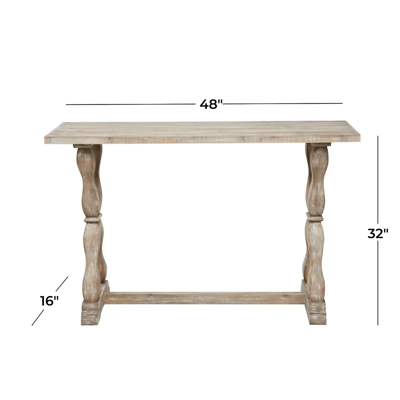Brown Fir Farmhouse Console Table, 32" x 48" x 16"