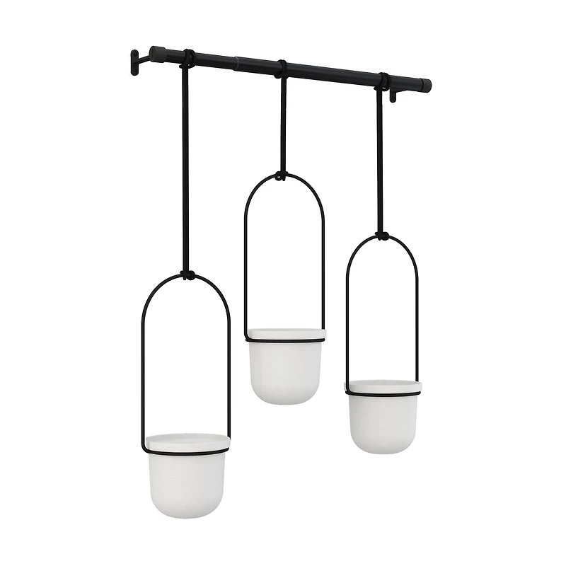 Umbra White & Black Triflora Hanging Planter Set