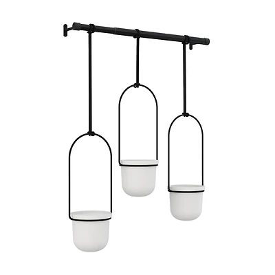 Umbra White & Black Triflora Hanging Planter Set
