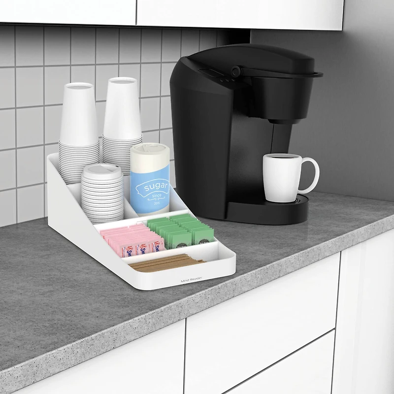 Mind Reader White 7-Compartment Coffee Condiment Storage Organizer