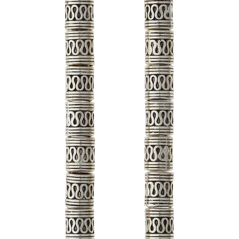 12 Pack:  Silver Snake Carved Metal Tube Beads, 9mm by Bead Landing™