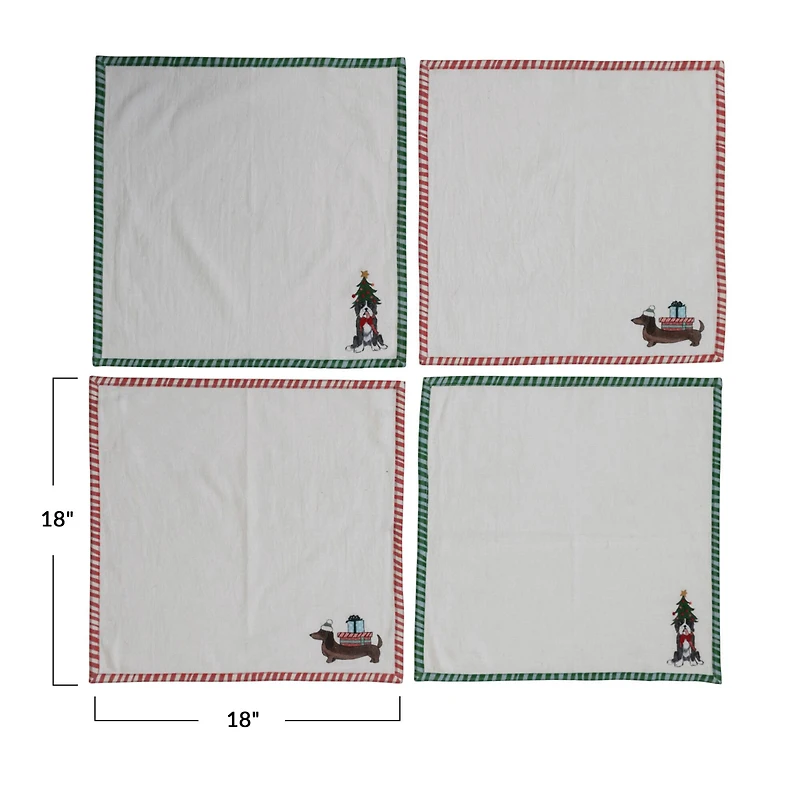 Hello Honey® 18" Embroidered Dog Cotton Printed Napkin Set